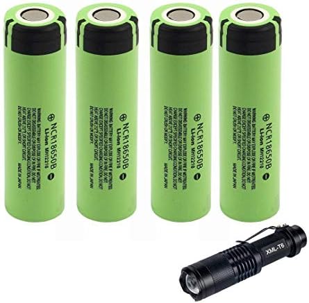 4-Pcs 3400mAh GenuineNCR18650B Rechargeable 3.7V Battery + LED Flashlight Torch Kit