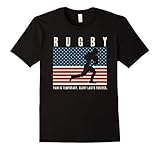 Mens Rugby USA - America Rugby Ball On Fire Tshirt  XL Black