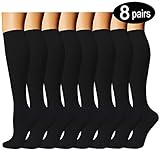 8 Pairs Compression Socks Women & Men -Best Medical,Nursing,Travel & Flight Socks-Running & Fitness-15-20mmHg