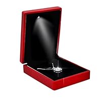 Wedding Jewelry Box with LED Light - Gift Box LED Light Propose Ring Jewelry Box Pendant Necklace Wedding Gift Box for Leather Jewelry, Earrings,Coin,Pendant, Necklace