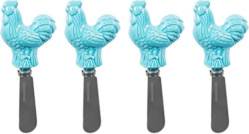 Ceramic Rooster Spreader -Set of Four Butter Knife (Aqua Set of Four)
