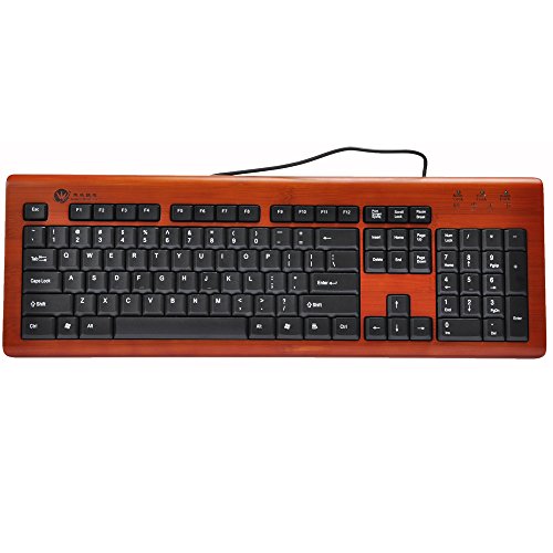 Sengu Bamboo Cored Keyboard, Full Size USB Wired Keyboard for Laptop, Computer (KU0002)