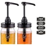 Mason Jar Syrup & Honey Dispenser Pump Lids, Rust Proof, Plastic Dispenser Lid for 16 oz Regular Mouth Mason Jars Kitchen and