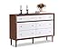 Baxton Studio Harlow Mid-Century Modern Scandinavian Style White and Walnut Wood 6-Drawer Storage Dresser