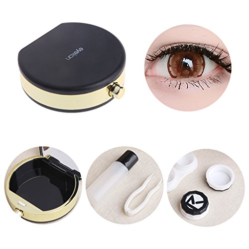 Hukai Beautiful Perfume Bottle Shape Contact Lenses Case Box Container Sunny (Black)
