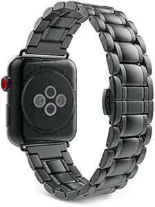 LivetobuyStore Stainless Steel strap For compatible with Apple watch band 4 m 42mm Butterfly Metal Link bracelet band iWatch series 5 4 3 2 38 40 42 4mm