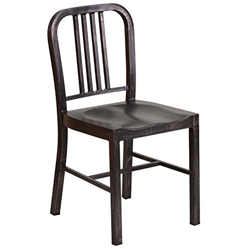 Flash Furniture Indoor/Outdoor Chair, Size, Black/Antique Gold