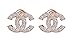 Round Cut White Cubic Zirconia New Fashion C Shape Stud Earrings in 14K Gold Over 925 Sterling Silver