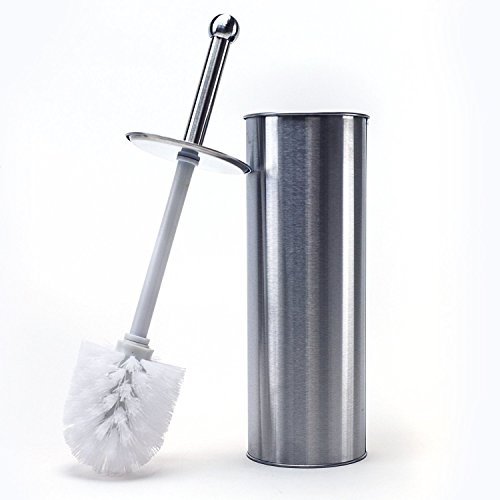 Huji Stainless Steel Toilet Paper Canister and Toilet Brush Case Holder Set Bathroom Accessory Set Gift Set (1, Set of 2)