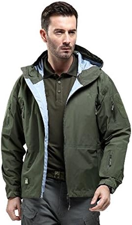 Tang Mu Sheng Men's Lightweight Hardshell Tactical Jacket Waterproof Breathable Green (XX-Large)