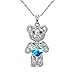 T400 Blue Heart Crystal Teddy Bear Pendant Crystal Necklace Graduation Gifts for Her Girls Daughter
