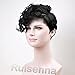 RUISENNA Short Curly Wavy Wigs for Black Women With Side Fashion Bangs Synthetic Hair Black Full Wigs Heat Resistant Fiber Wig