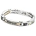 INBLUE Men's Stainless Steel Bracelet Link CZ Silver Gold Black Tone Biker