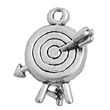 CM Sterling Silver Charm Pendant Archery Target with Arrow Comes with Jump Ring Split Ring and Bail