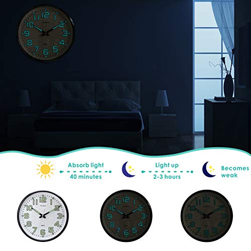 Plumeet Night Light Wall Clock 13'' Bedroom Wall Clocks with Silent Non