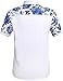 SSLR Men's Flowered Regular Fit Short Sleeve Button Down Shirts (Medium, White Blue)
