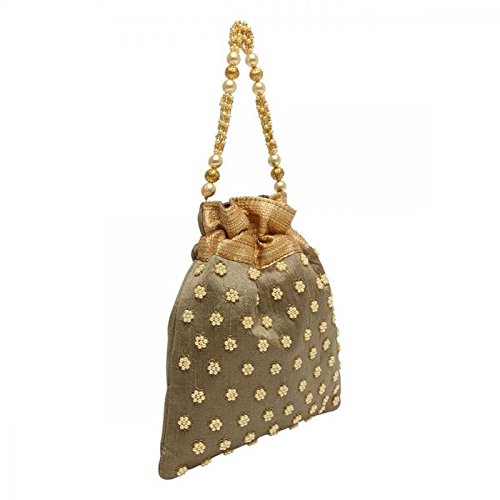vdesi black color dotted potli for women