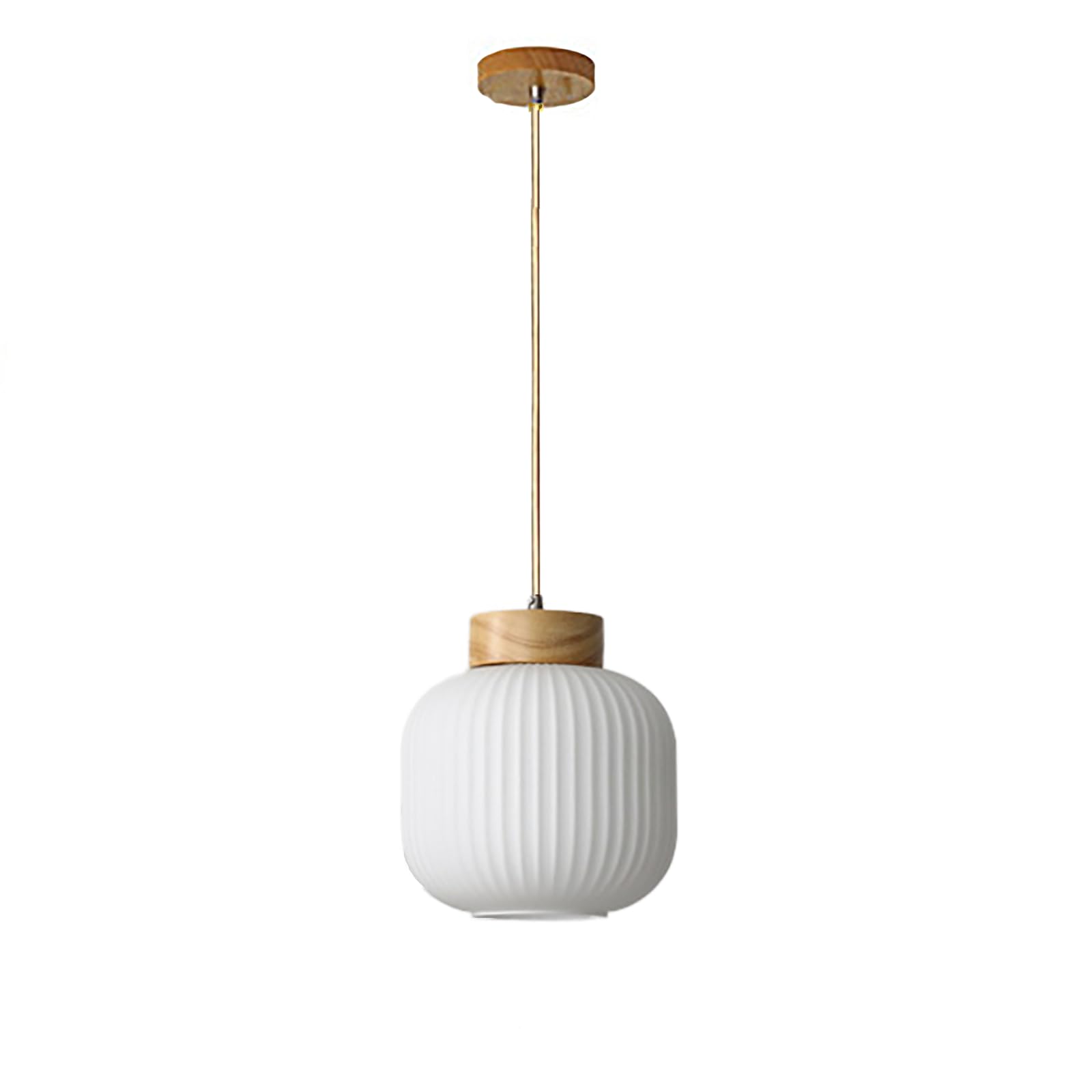 Photo 1 of LOTREE 7.8 Inch White Glass Cylinder Pendant Light Fixtures Milk Frosted Glass Ball with Wood Ceiling Farmhouse Pendant Lighting (A)
