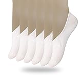 Eedor Women's 6 Pack Thin Casual No Show Socks Non Slip Flat Boat Line Medium Large White