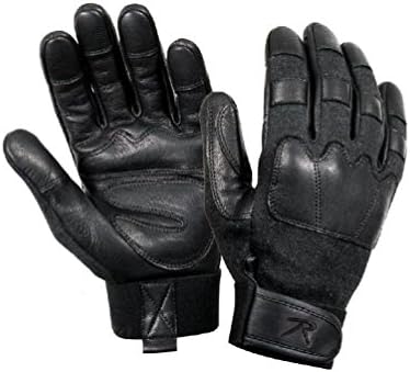 Police SWAT Military Fire &amp; Cut Resistant Tactical Black Leather Search Gloves