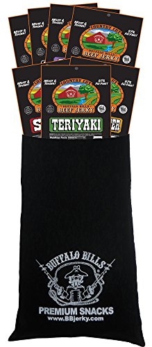 Buffalo Bills 7-Piece Country Cut Beef Jerky Sampler Black Velour Wine Gift Bag (seven 1.5oz packs)
