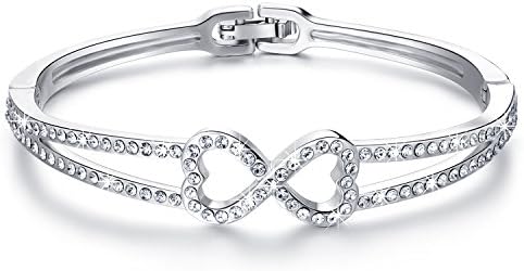 CAROLIER JEWELRY "Infinity Love" Endless Infinity Bangle Bracelets 7", Made With Swarovski Crystals, Women Jewelry, Gift for Her