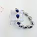 SELOVO Sapphire Color Dark Navy Blue Stone Teardrop Link Tennis Bracelet for Women Silver Tone