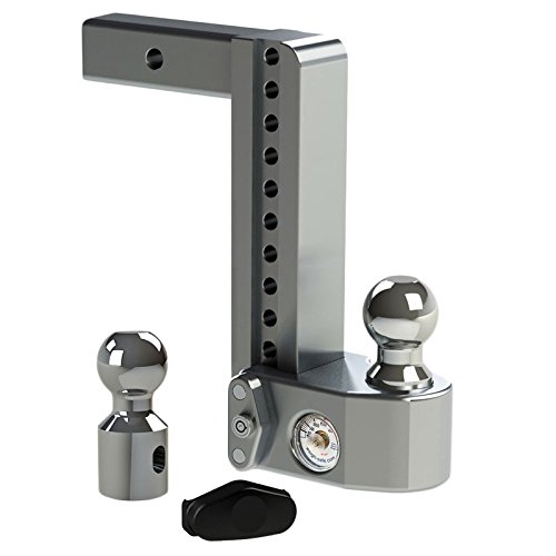 Weigh Safe WS10-2, 10" Drop Hitch w/ 2" Shank/Shaft, Adjustable Aluminum Trailer Hitch & Ball Mount w/ Built-in Scale, 2 Stainless Steel Balls (2" & 2-5/16") and a Double-pin Key Lock