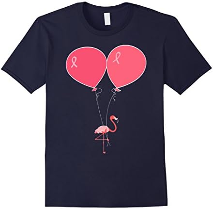 Mens Pink Flamingo with Balloons Breast Cancer Awareness T-Shirt Large Navy