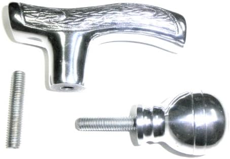 JWL (1) Fritz Style Cast Aluminum Cane Handle &amp; (1) Ball Cast Aluminum Handle Both with Threaded Rod Connectors