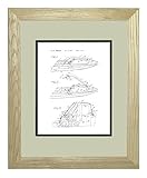 Self-righting Power-driven Aquatic Vehicle JetSki Patent Art White Matte Print in a Natural Raw Wood Frame with a Double Mat (11