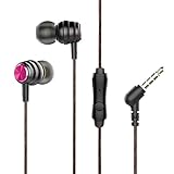 OUCOMI Stereo Bass Earphones with Microphone Rose Red