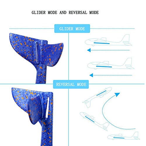 Xelue FF 2 Pcs 48 cm Durable Foam Airplane Aircraft Glider Toys Model Planes Manual Throwing Multiple Modes (Blue & Green)