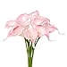 Calla Lily Bridal Wedding Bouquets with Latex Real Touch 10 Stems Artificial Flower Bouquets for Home/Wedding/Party Decor (Pink)
