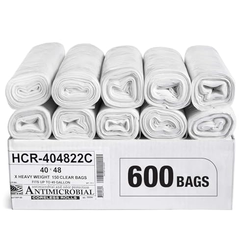 Aluf Plastics High Density Trash Bags, 45 Gallon, 600 Count, 22 Micron (eq), 40…