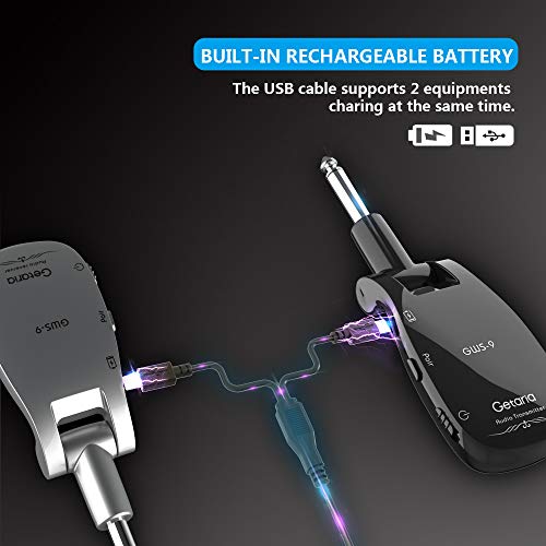 Getaria Wireless Guitar Transmitter Receiver set 2.4GH Wireless Guitar System for Electric Guitar Bass - Thumbnail 5