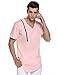 COOFANDY Mens Longline Irregular Curved Hem Short Sleeve Tshirts Cotton V Neck Tee Tops,Pink,Medium
