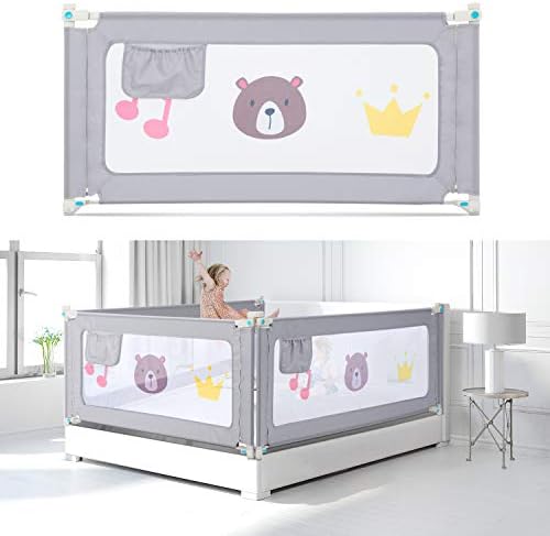 ベッドフェンス ベッドガード 分解式 サイドガード 赤ちゃん お布団ズレ幼児用 組み立て 転落防止 収納便利 取り付け簡単 片側昇降 布団ずれ ベビー ベッドフェンス ベッドから落ちる防止 ハイタイプ 日本語説明書付き グレー 1 5ｍ