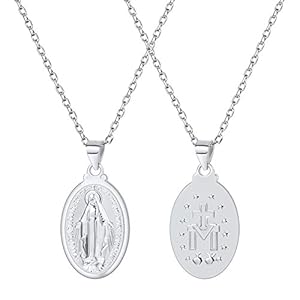 U7 Virgin Mary Necklace & Chain 22" 18K Gold Plated Women/Men Christian Jewelry Cross Miraculous Medal Pendant Necklace, with Free Engraving Service
