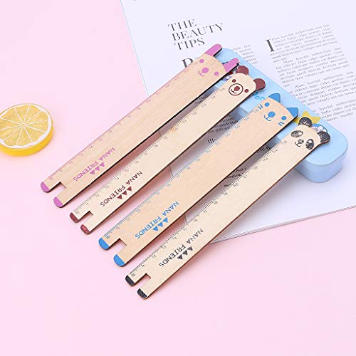 Junlinto Cute Animal Wooden Straight Ruler Measuring Tool Stationery Office School Supply-Blue