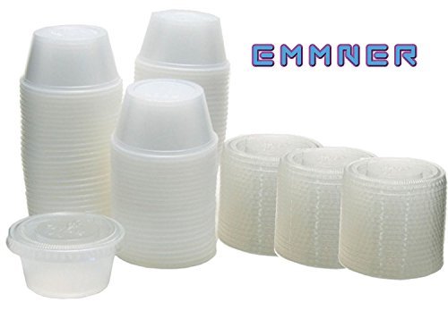 Emmner Durable Plastic Jello Shot Cups and Lids, Translucent , 1-Ounce, Package of 100