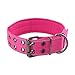 Yunleparks Tactical Dog Collar Reflective Nylon Dog Collar Heavy Duty Dog Collar with Metal Pin Buckle for Medium Large Dogs(Large,Pink)