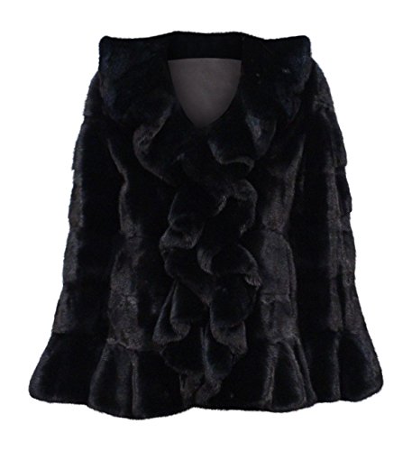 New Women's Circular Mink Fur Ruffled Jacket with Bell Sleeves 6 Small Black New Women's Circular Mink Fur Ruffled Jacket with Bell Sleeves 6 Small Black