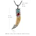 HZMAN Tibetan Real Wolf Teeth Turquoise Pendant Necklace Stainless Steel Chain, Buddhism Prayer