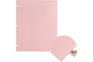 Pink 8-Set Binders Dividers with Tabs, 3-Hole Punch Folder Dividers, Extra Wide 1.3" Writable Index Tabs for College Students