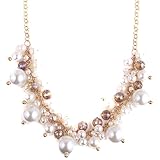 Elegant Women's White Pearl Bead Cluster Bib Collar Choker Necklace