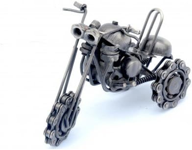 Handmade Iron Metal Scrap Metal Sculpture Motorcycle Model Motorbike Handmade Metal Art Craft Diecast Motorbike Collection Ornament Artwork Home Decor, Awesome Gift for All Motorbike Enthusiast