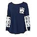 Usstore Women Ladies Pocket Sequins Splice Long Sleeve Tops T-Shirt Blouse (XL, Navy)