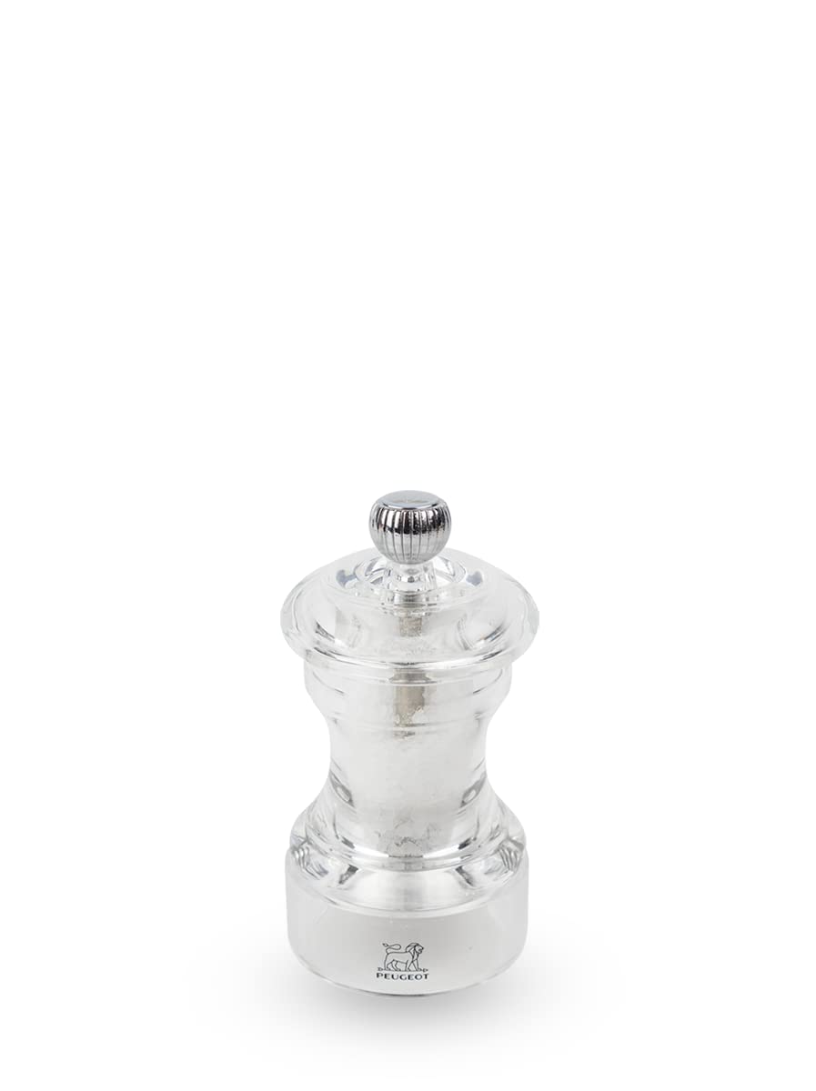 PEUGEOT - Bistro 10 cm Salt Mill - Classic Grind System - Acrylic - Lifetime Guaranteed Mechanism - Made in France - Transparent Colour