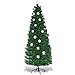 Goplus 6ft Fiber Optic Artificial Christmas Tree, Pre-Lit Xmas Tree with Colorful Snowflake LED Lights, 220 Branch Tips, Foldable Metal Base, for Holiday, Office, Home Decor